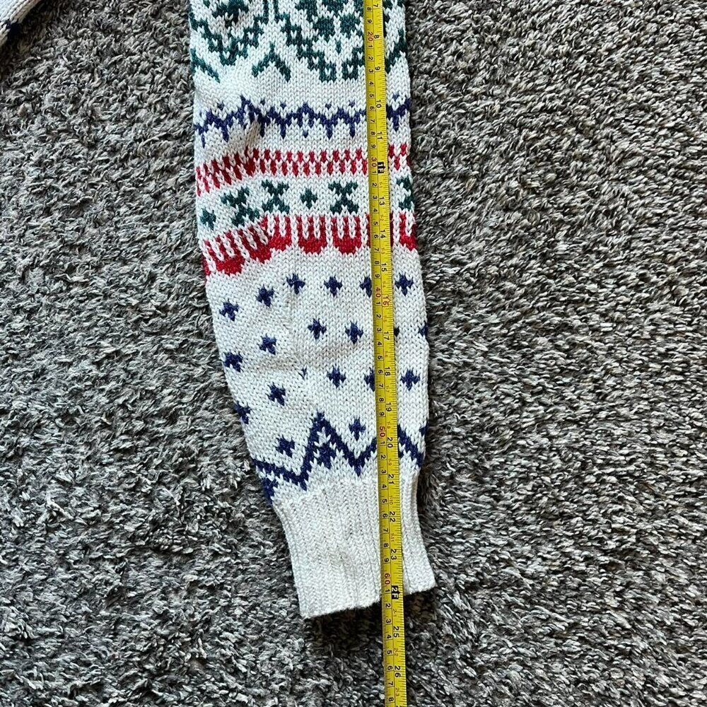 Fenwick Isle Red White Blue Fair Isle Sweater Men M Geometric Aztec Made in USA - Picture 7 of 8